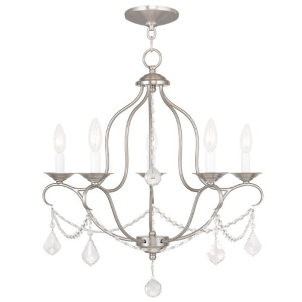 Chesterfield 5 Light Brushed Nickel Chandelier