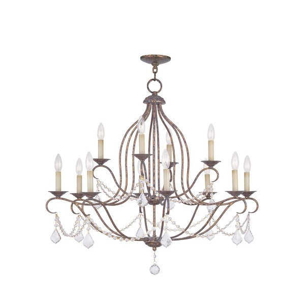 Chesterfield 12 Light Hand Applied Venetian Golden Bronze Chandelier
