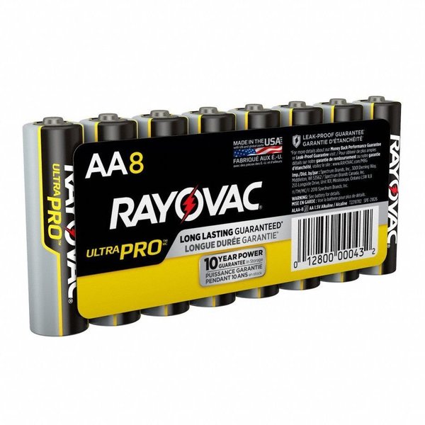 UltraPro AA Alkaline Battery, 1.5V DC, 8 Pack