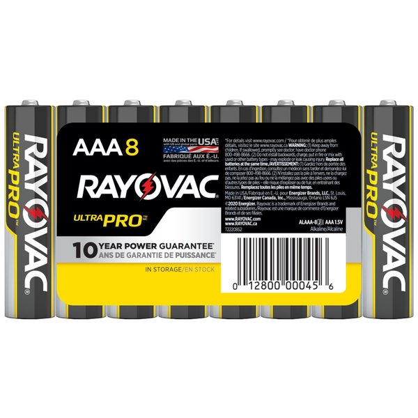 UltraPro AAA Alkaline Battery, 1.5V DC, 8 Pack