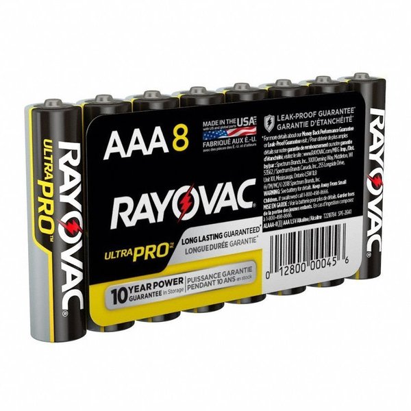 UltraPro AAA Alkaline Battery, 1.5V DC, 8 Pack