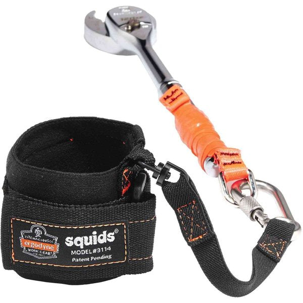 Wrist Tool Lanyard, Carabiner, 8in.L, Black