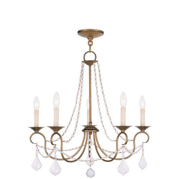 Pennington 5 Light Antique Gold Leaf Cha
