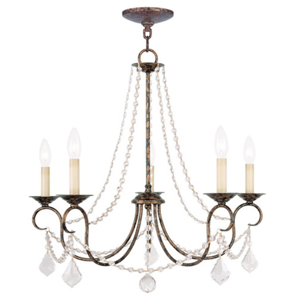 Pennington 5 Light Hand Applied Venetian Golden Bronze Chandelier