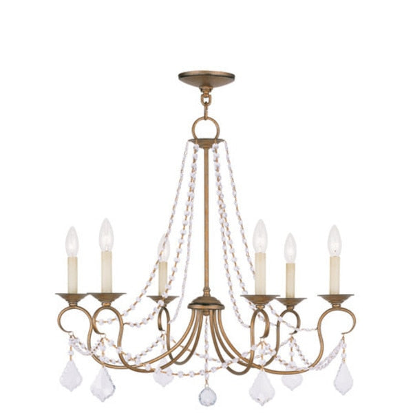 Pennington 6 Light Antique Gold Leaf Chandelier