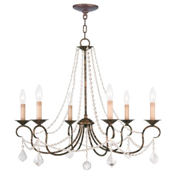Pennington 6 Light Hand Applied Venetian Golden Bronze Chandelier