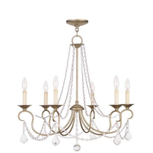 Pennington 6 Light Hand Painted Antique Silver Leaf Chandelier