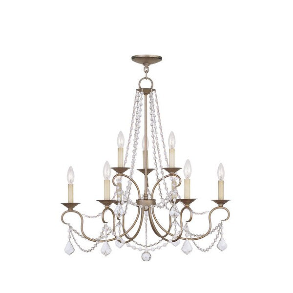 Pennington 9 Light Hand Painted Antique Silver Leaf Chandelier