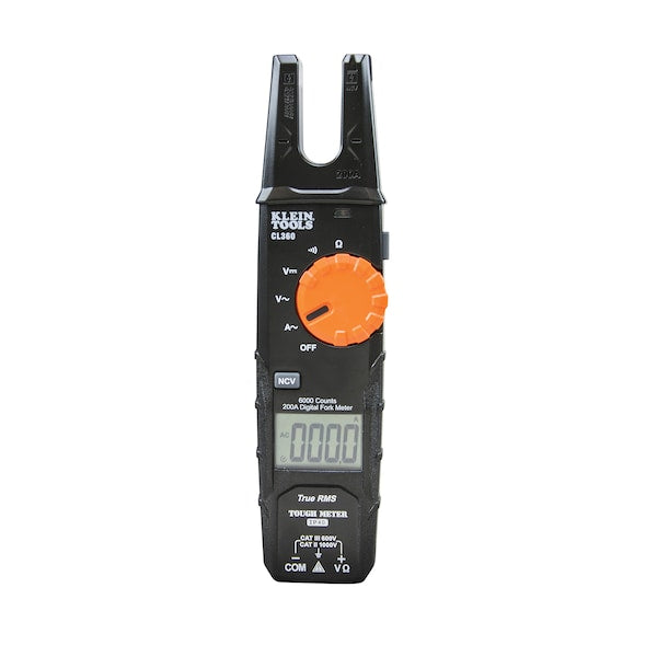 Clamp Meter, LCD, 200 A, 0.6 in (15 mm) Jaw Capacity, CAT II 1000V, CAT III 600V Safety Rating