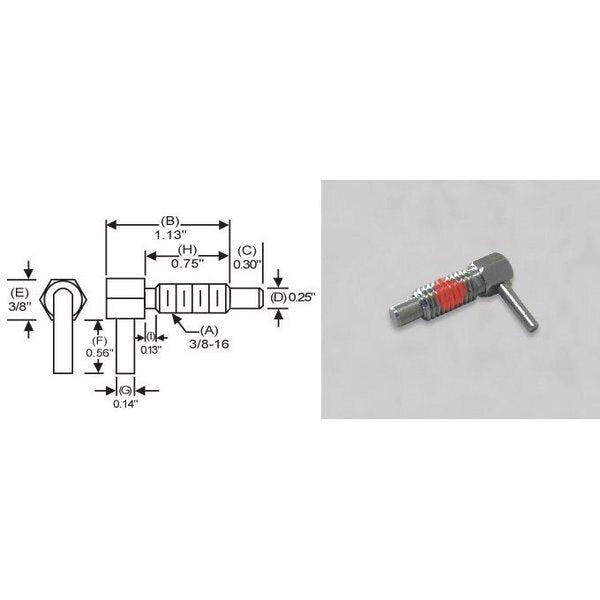 L-Handle Lock, Nose P, 3/8-16