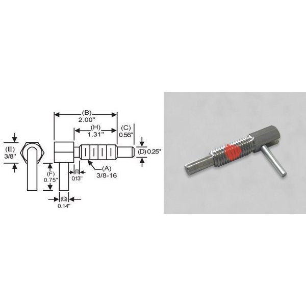 L-Handle Lock, Nose P, 3/8-16