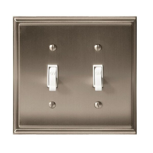 2-Toggle Wall Plates, Number of Gangs: 2 Zinc, Satin Nickel Finish