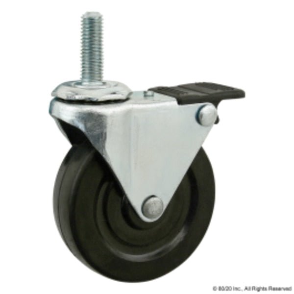M10X30 75mm Thrd Stem Swvl Castr W/Brake