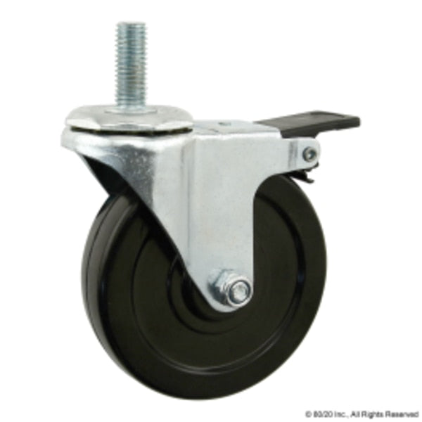 M12X30 100mm Thrd Stem Swvl Castr W/Brk
