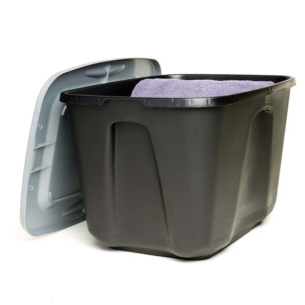 Storage Tote, Gray, Polypropylene, 23 1/2 in L, 17 1/2 in W, 15 1/2 in H, 18 gal Volume Capacity