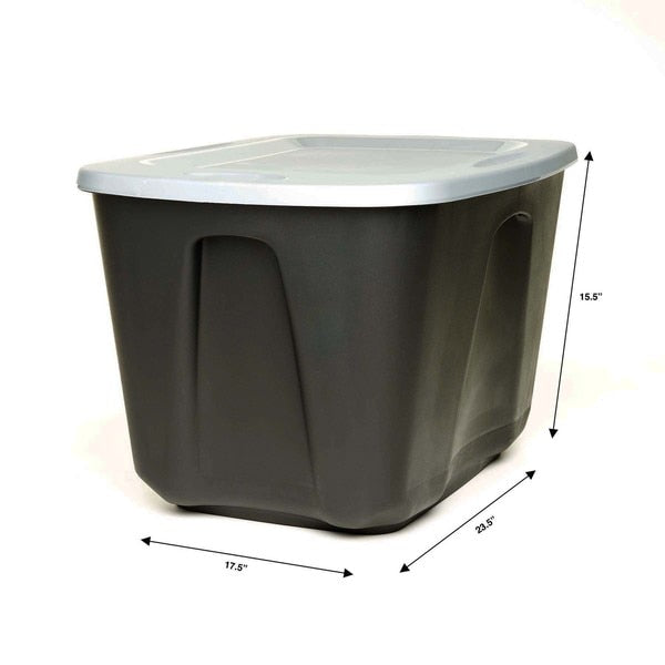 Storage Tote, Gray, Polypropylene, 23 1/2 in L, 17 1/2 in W, 15 1/2 in H, 18 gal Volume Capacity