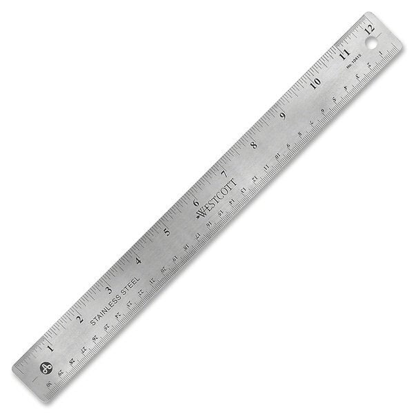 Ruler, Stainless Steel, 12 In