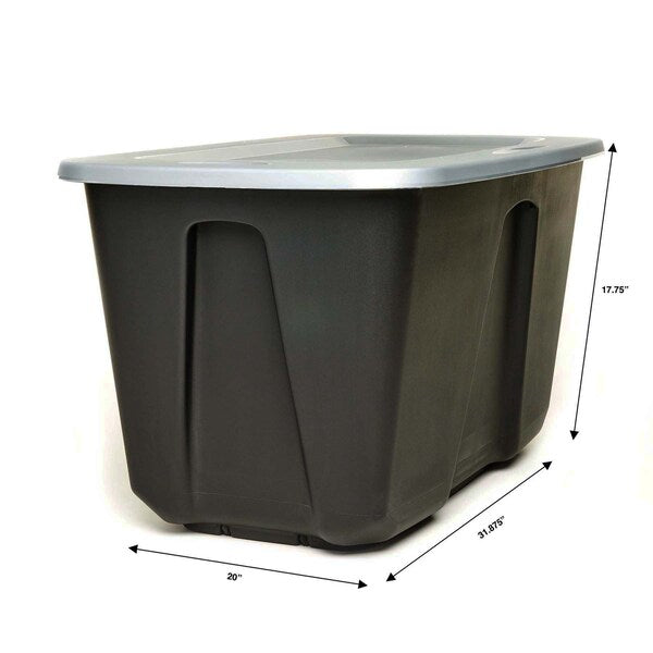 Storage Tote, Gray, Polypropylene, 31 7/8 in L, 20 in W, 17 3/4 in H, 32 gal Volume Capacity