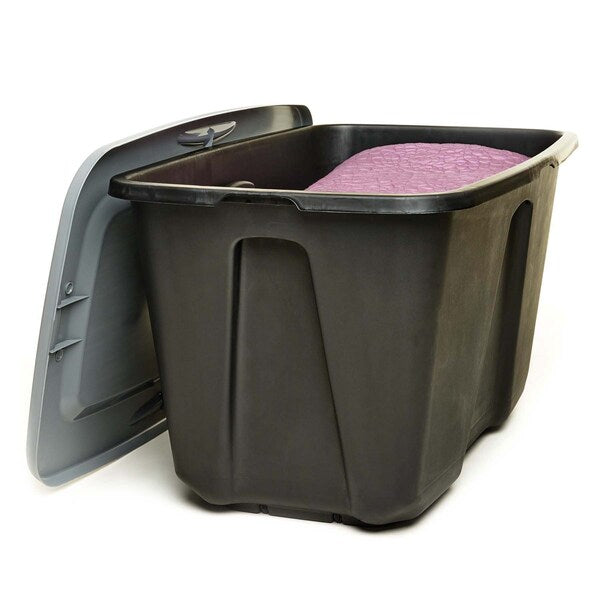 Storage Tote, Gray, Polypropylene, 31 7/8 in L, 20 in W, 17 3/4 in H, 32 gal Volume Capacity