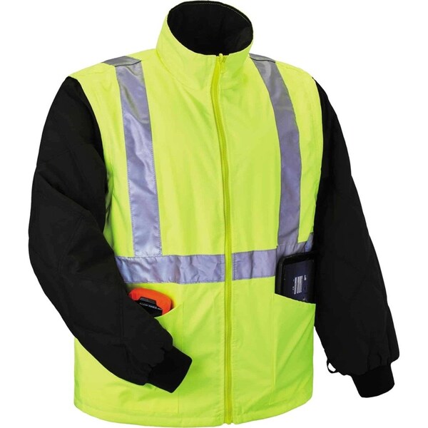 Large Insulated Hooded Jacket, Lime/Black