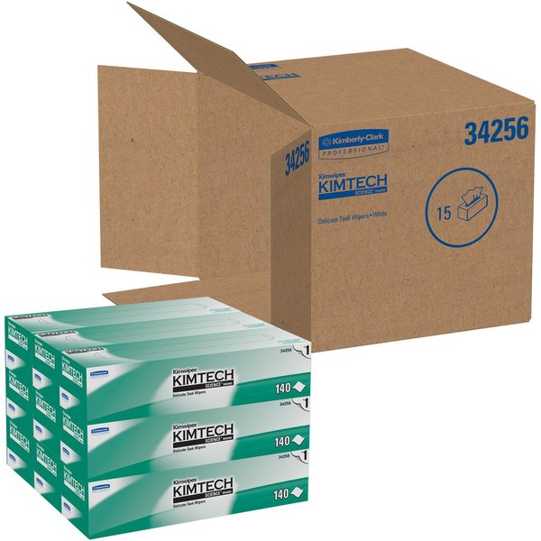 Dry Wipe, White, Box, 1-Ply Tissue, Laboratory / Critical Task, 140 Wipes, 14 3/4 in x 16 1/2 in