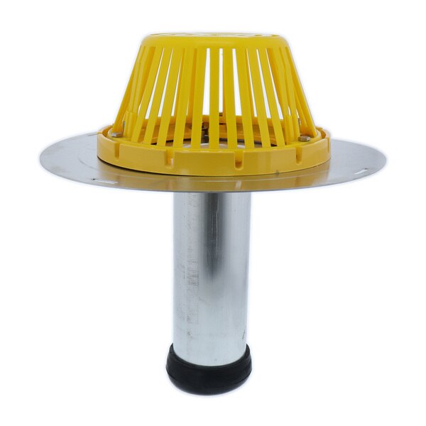Aluminum Reroof Drain, Plastic Dome, Rubber Seal, Fits 3