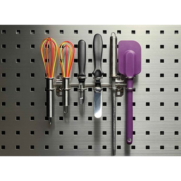 9 In. W Stainless Steel Multi-Ring Tool Holder for Stainless Steel LocBoard