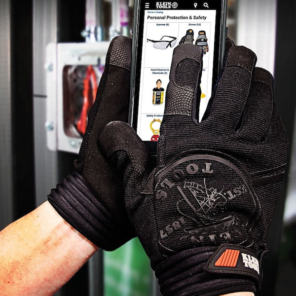 Mechanics Gloves, M, Black, Reinforced Padded, Fabric