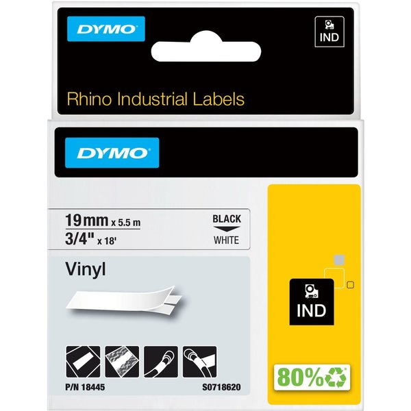 Rhinoâ¢ Label Cartridge, Black/White, 18 ft. L