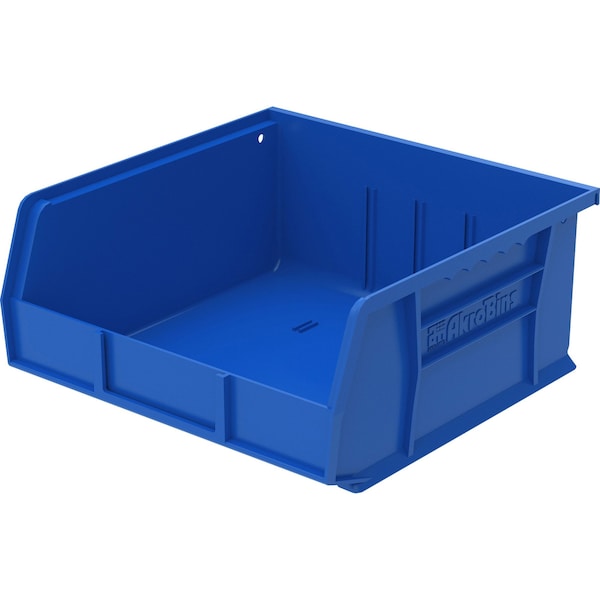 Hang & Stack Storage Bin, Blue, Plastic, 10 7/8 in L x 11 in W x 5 in H, 50 lb Load Capacity