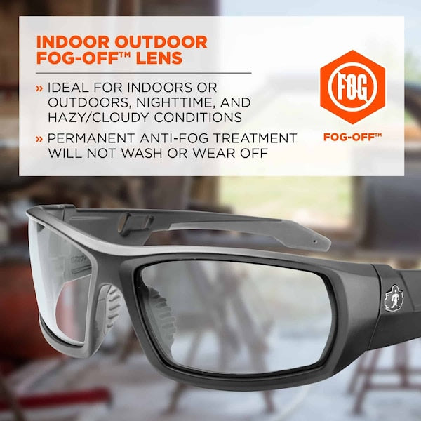 Safety Glasses, Traditional I/O PC Decenter Lens, Anti-Fog, Scratch-Resistant