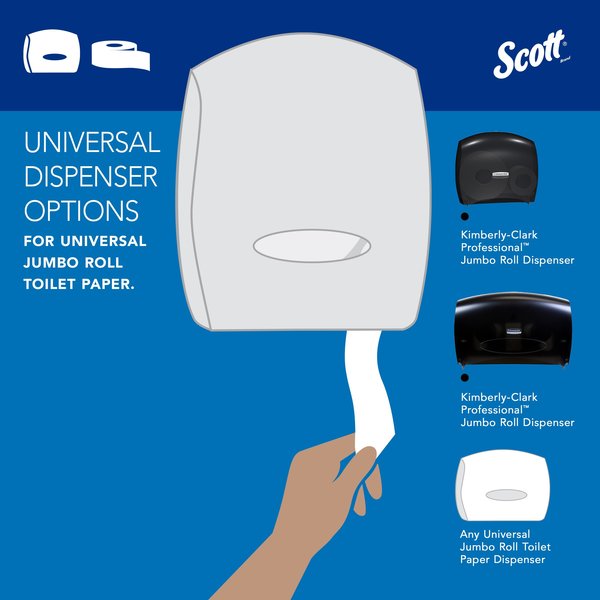 100% Recycled Fiber High-Capacity Jumbo Roll Toilet Paper, Non-perforated, (1,000'/Roll, 12 Rolls)