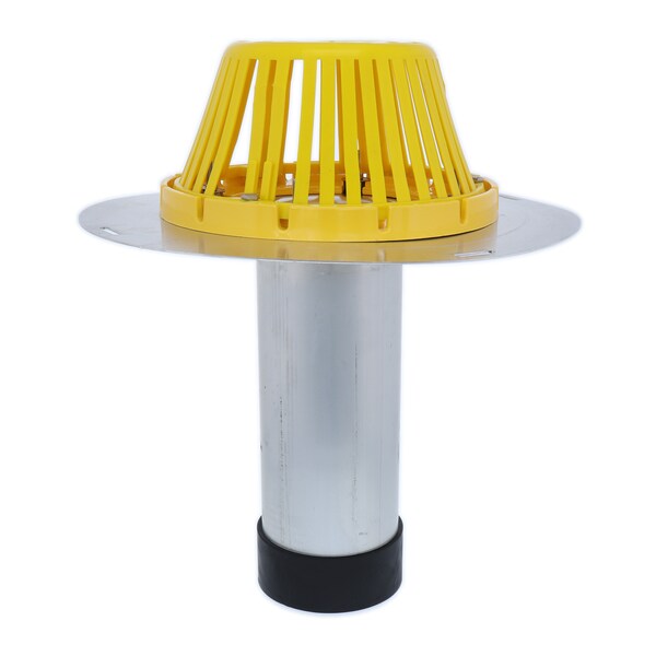 Aluminum Reroof Drain, Plastic Dome, Mechanical Seal, Fits 6