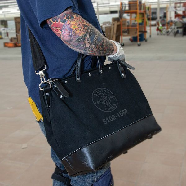 Deluxe Tool Bag, Black Canvas, 13 Pockets, 16-Inch
