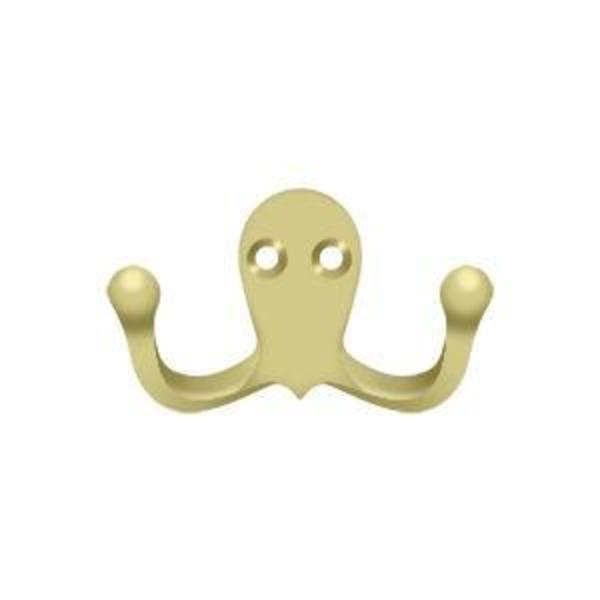 Double Hook Bright Brass