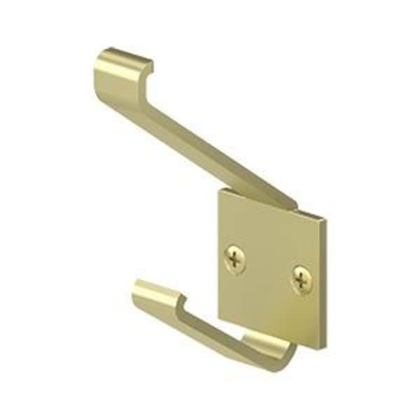 Double Modern Hook Bright Brass