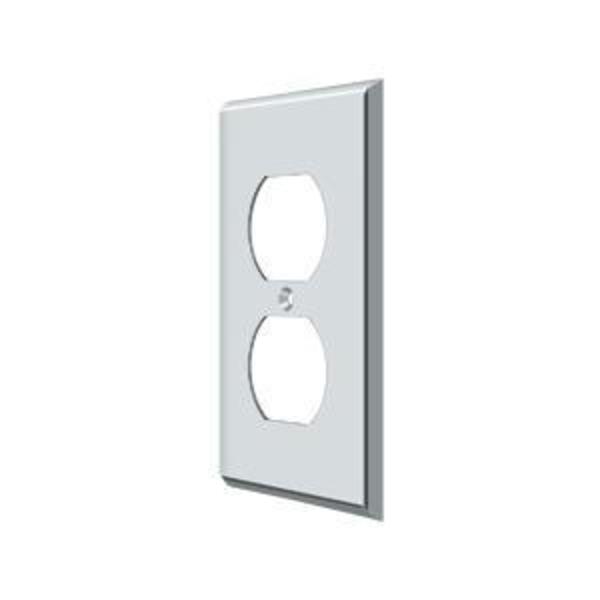 Double Outlet Switch Plate, Number of Gangs: 1 Solid Brass, Polished Chrome Plated Finish