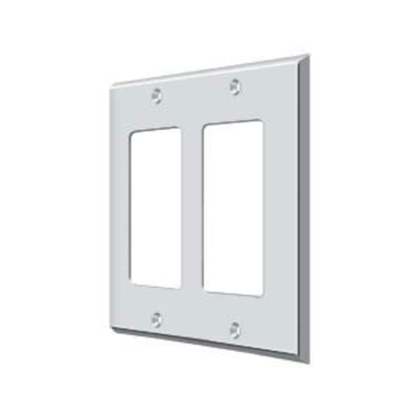 Double Rocker Switch Plate, Number of Gangs: 2 Solid Brass, Polished Chrome Plated Finish