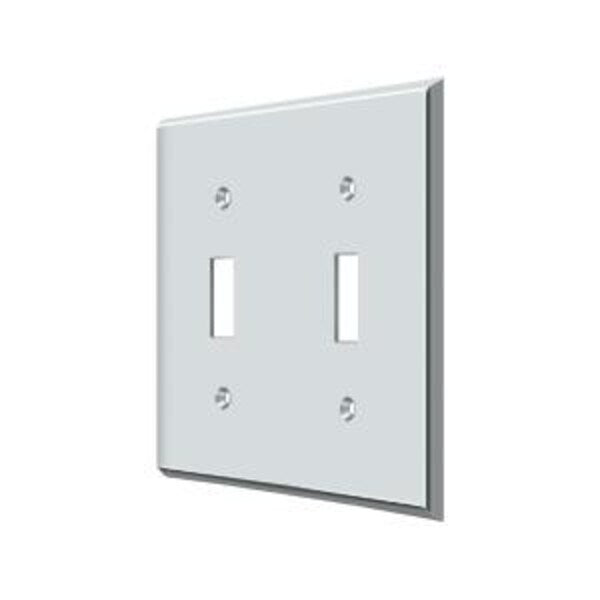 Double Standard Switch Plate, Number of Gangs: 2 Solid Brass, Polished Chrome Plated Finish