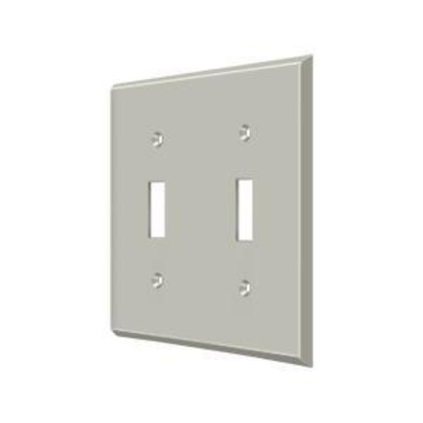 Double Standard Switch Plate, Number of Gangs: 2 Solid Brass, Brushed Nickel Finish