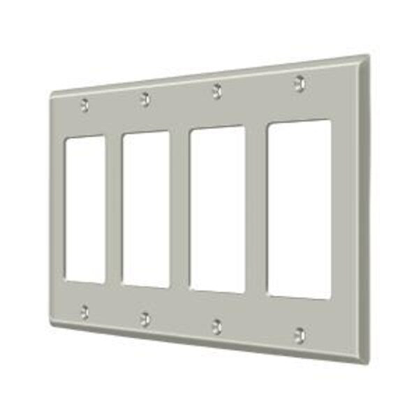 Quadruple Rocker Switch Plate, Number of Gangs: 4 Solid Brass, Brushed Nickel Finish