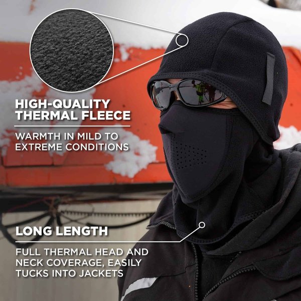 Balaclava, Black, Fleece/Neoprene, Universl