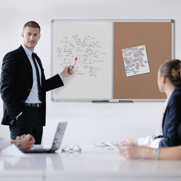 Bulletin/Whiteboard Combination 4 ft.x6ft., Aluminum Frame