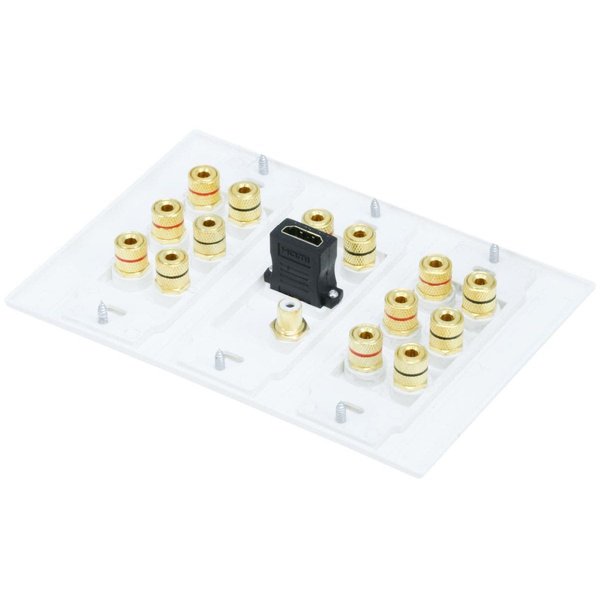 A/V Wallplate, 3-Gang, 7.1 Stereo, White