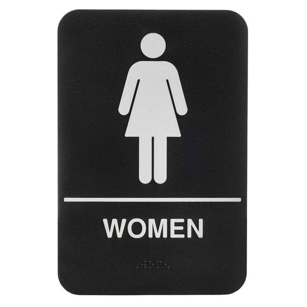 Braille Plst Sign, Women Restrm, ADA, 6