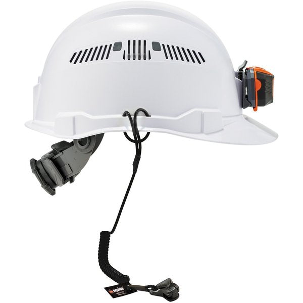 Coil Hard Hat Lanyard, Clamp, 13in.L, Black