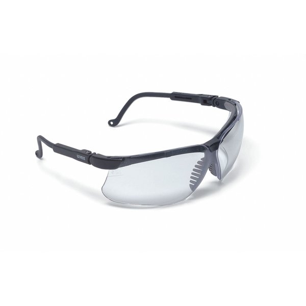 Safety Glasses, Genesis, Ultra-Dura Hardcoat, Black Half-Frame, Clear Lens