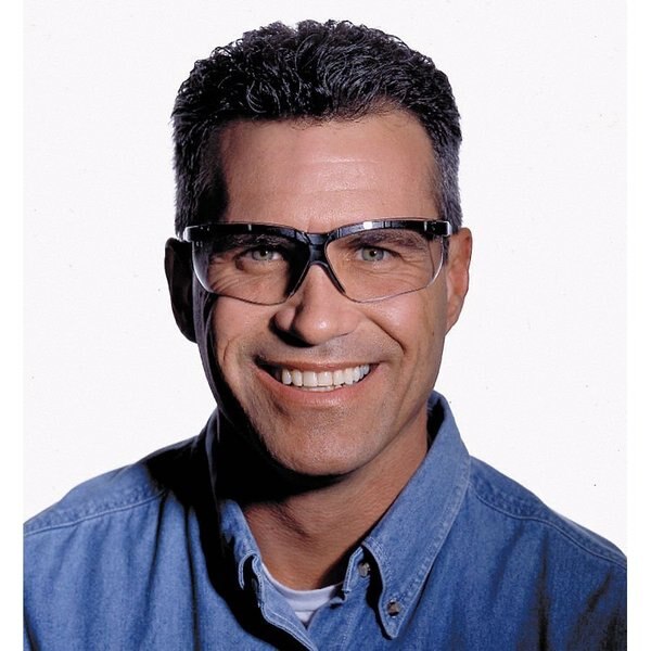Safety Glasses, Genesis, Ultra-Dura Hardcoat, Black Half-Frame, Clear Lens
