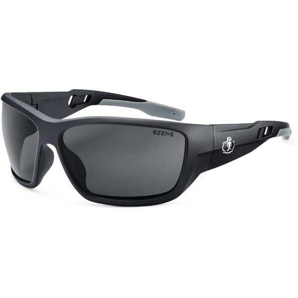 Safety Glasses, Traditional Smoke PC Decenter Lens, Scratch-Resistant