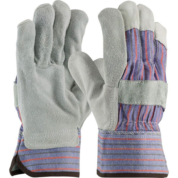 Split Leather Palm, Bk/Rd Striped, XL, PK12